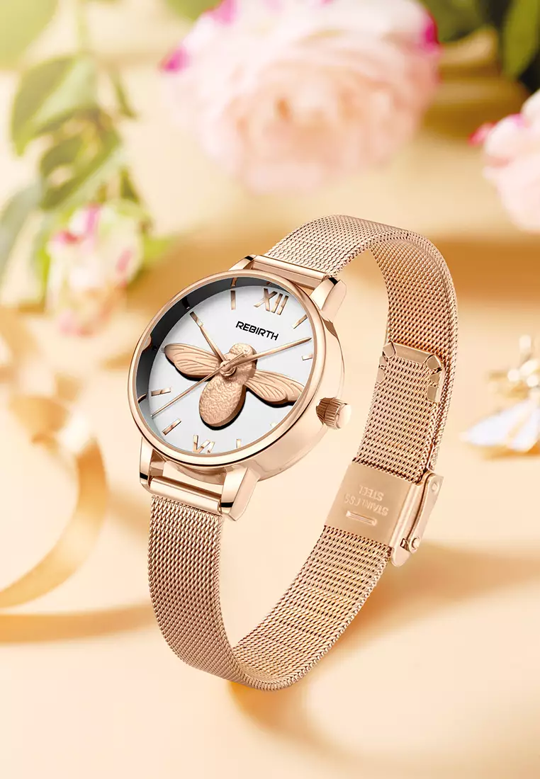 Jam Tangan Wanita Bisnis 3D Bee Mesh 3ATM Anti Air Analog for Ladies