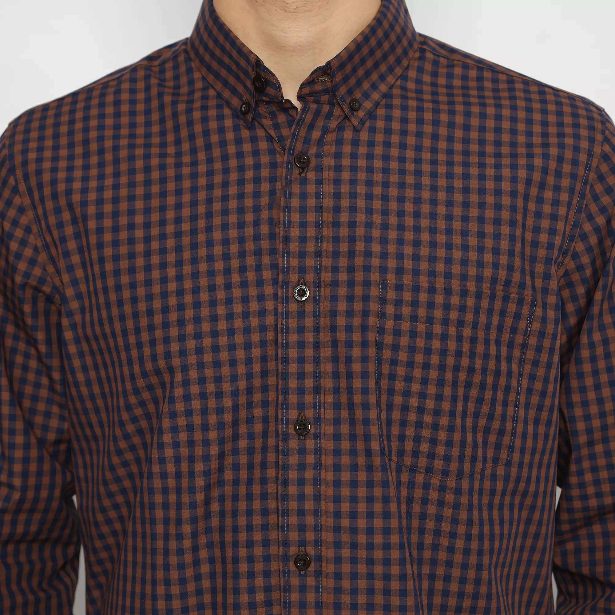 Platini Kemeja Pria Lengan Panjang Katun Coklat 76344