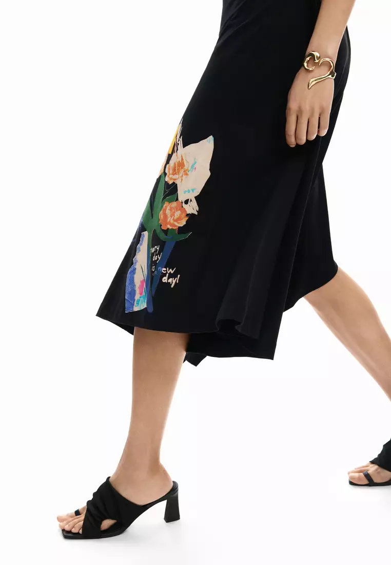 Asymmetric floral dress