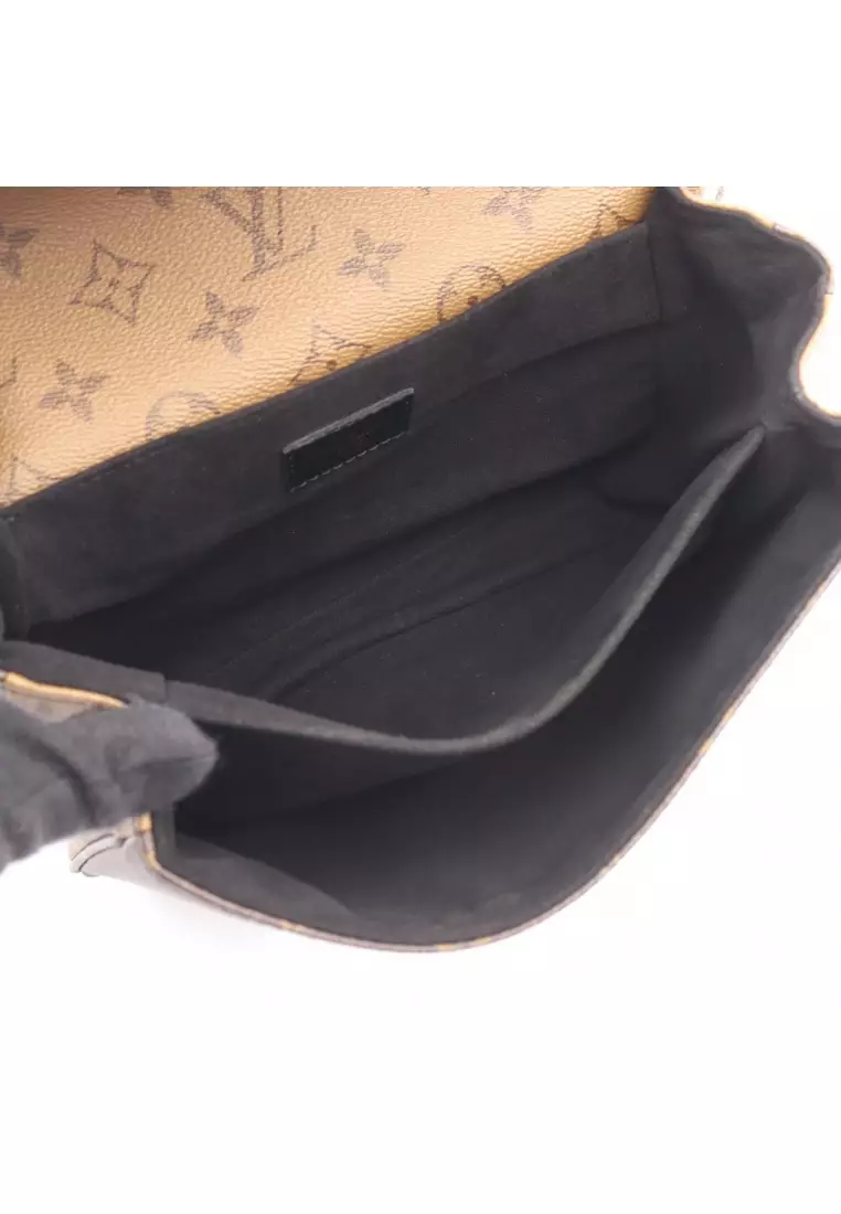 Pre-Loved Louis Vuitton pochette Metis MM monogram reverse Handbag PVC leather Brown black 2WAY