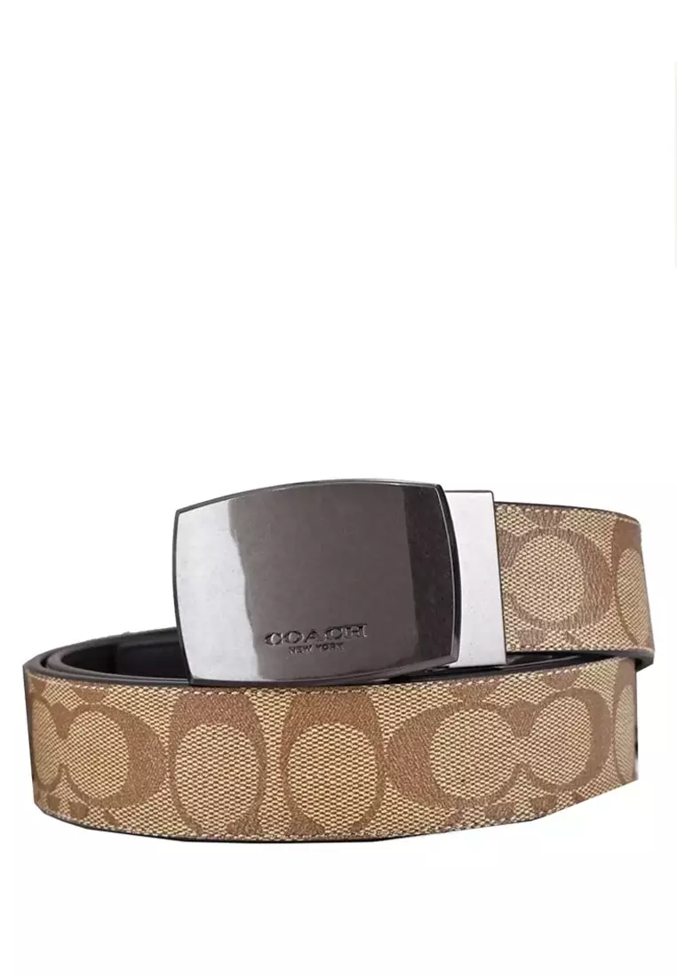 Coach Boxed Harness Plaque Reversible Belt In Signature store Canvas