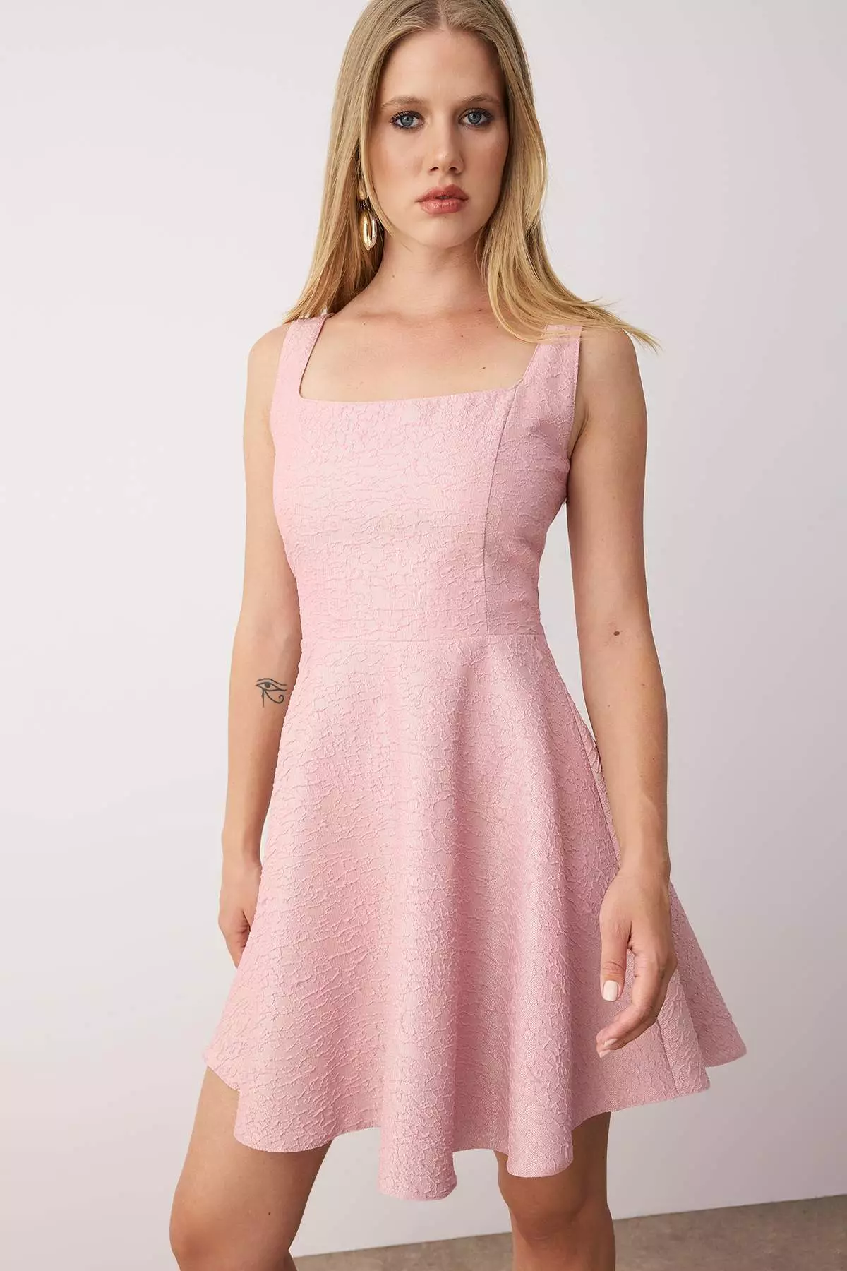 Pink A Line Jacquard Mini Stylish Evening Homecoming Dress