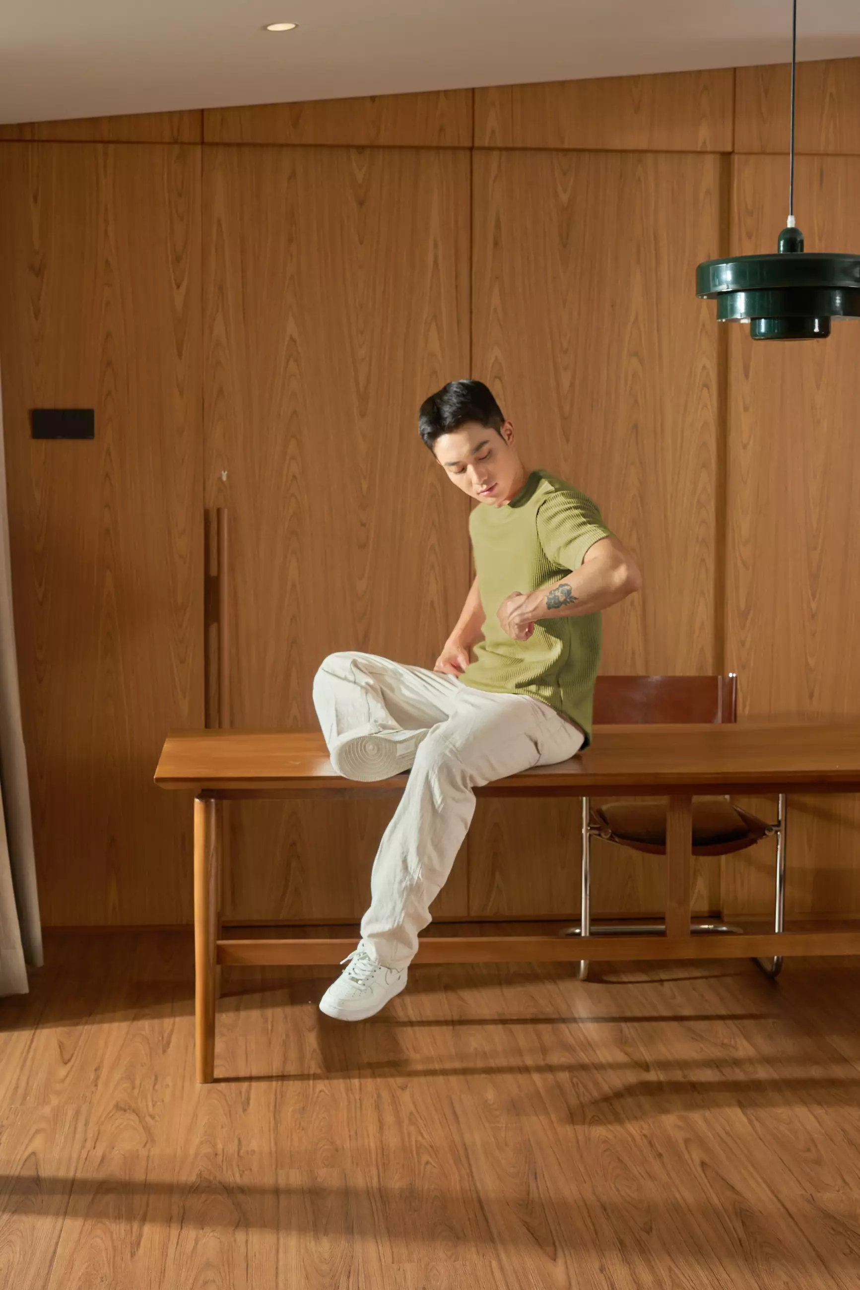 Kale Waffle Olive Green / Kaos Polos Tekstur Lengan Pendek Pria / Unisex