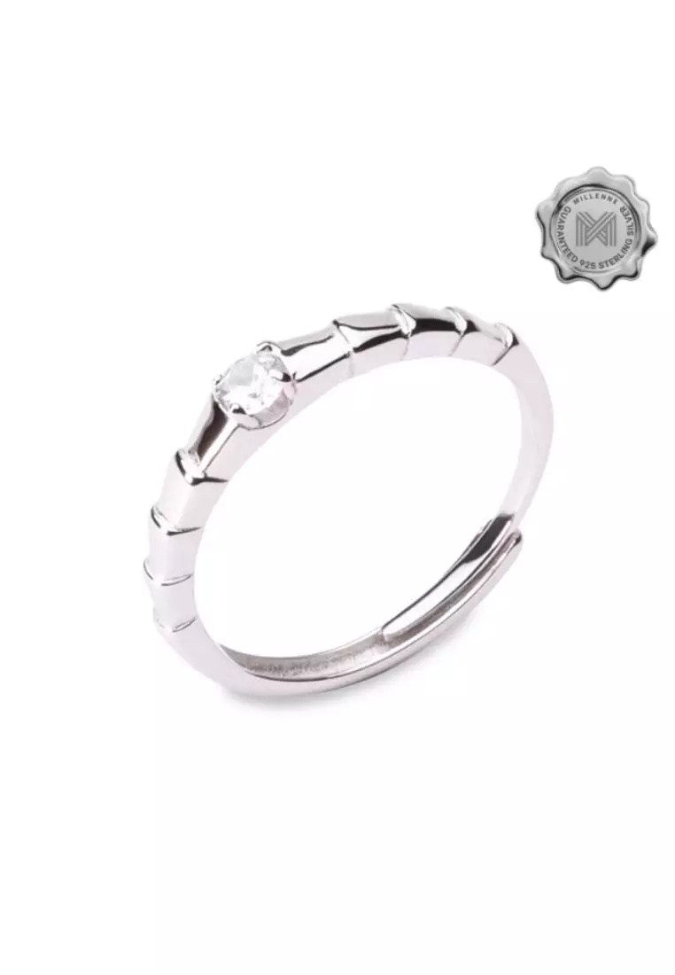 Minimal Petite Cubic Zirconia White Gold Stackable Ring with 925 Sterling Silver