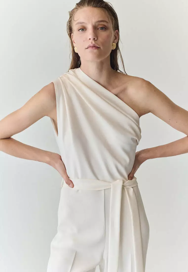 Asymmetric Waist Tie Jumpsuit