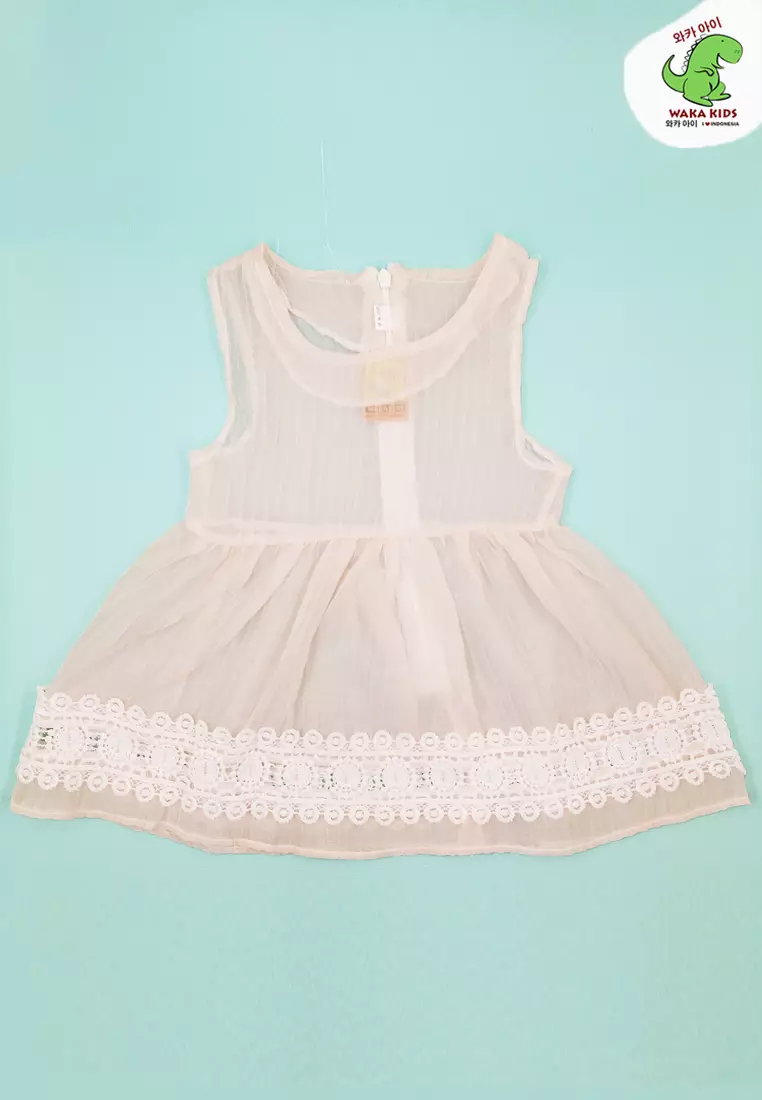 Wakakids Dress Bayi Anak Perempuan Chiffon Transparan Set dengan Tas Bentuk Bear Outer Dress 4425 Venrc