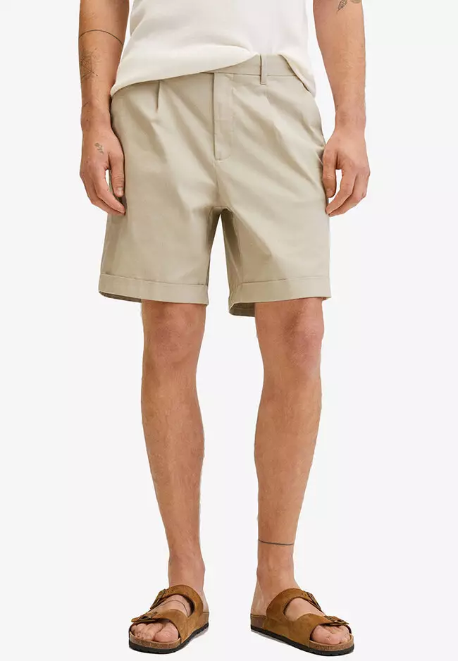 Mens pleated shorts online 6 inch inseam