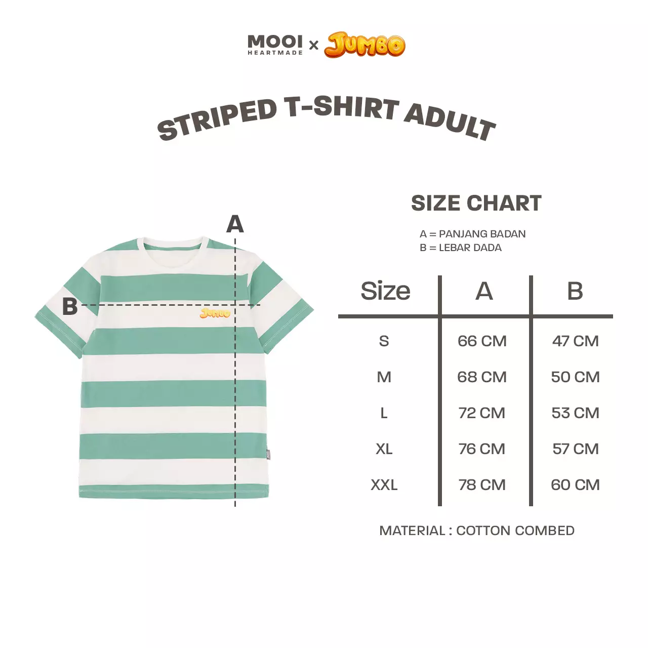 Mooi x Jumbo Kaos Dewasa Tshirt Striped Adult - Pink