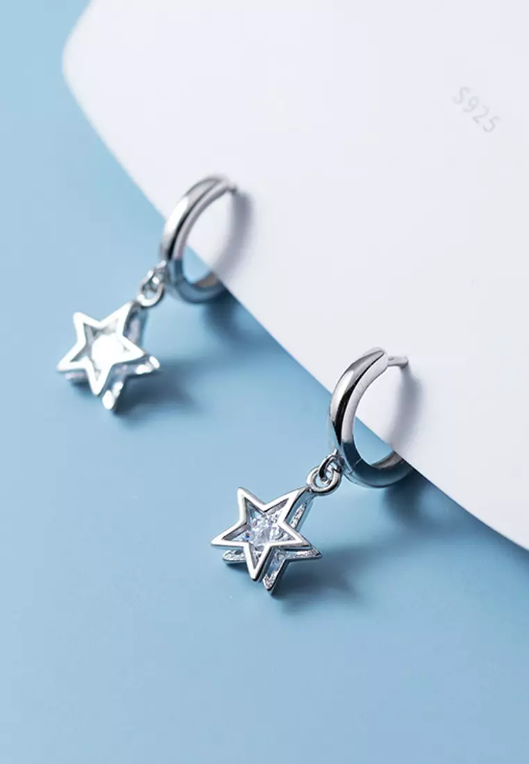 925 Silver Zircon Water Star Earrings JW AR-G8559