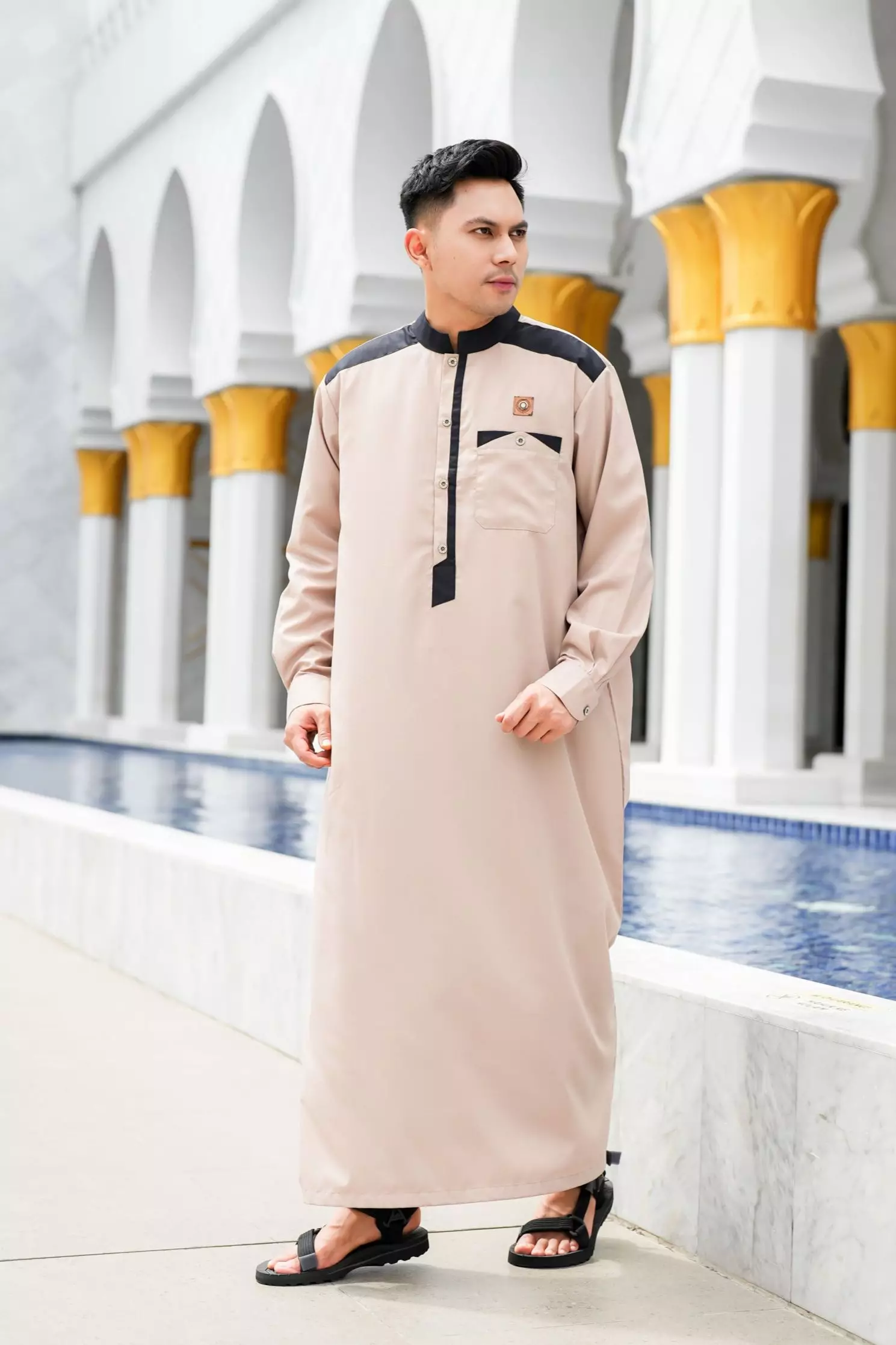 Koko Jubah Gamis Pria  Ashraf Khaki Regular Fit
