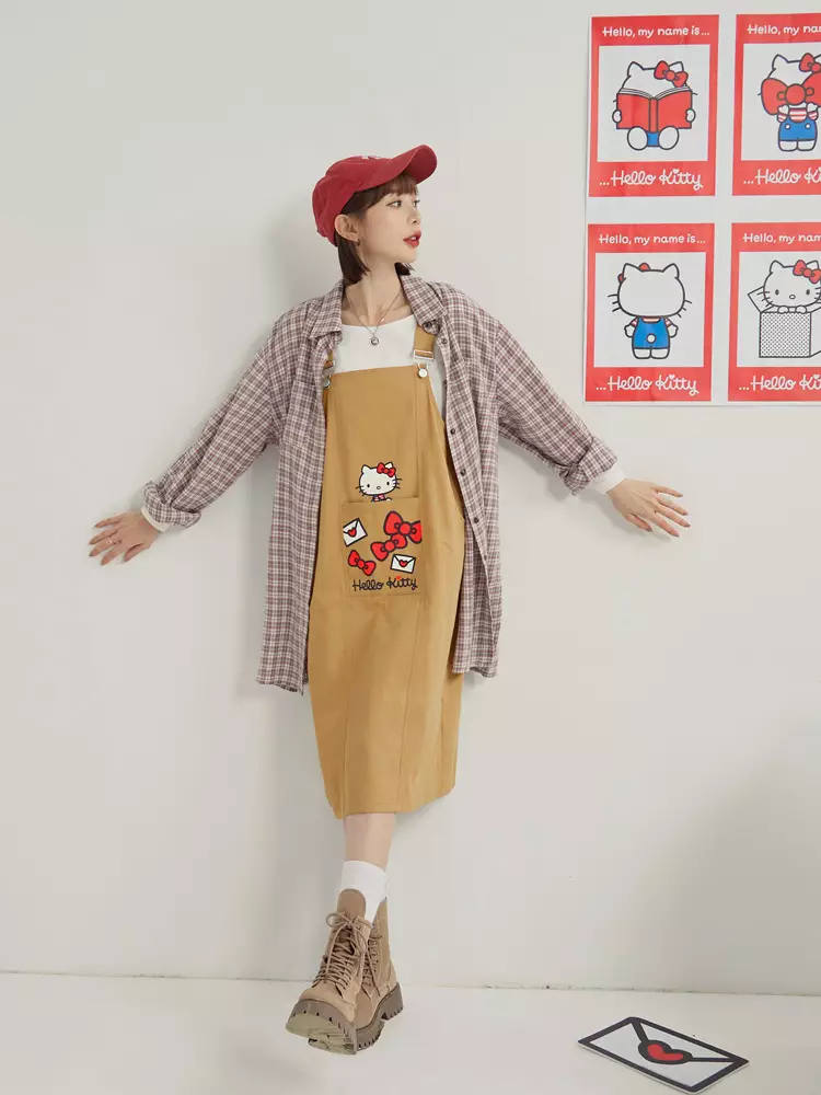 KITTY 潮流經典．全彩口袋印花吊帶裙《IK0023》