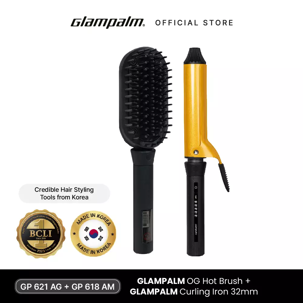 Paket Glampalm OG Hot Brush GP621AG - Pengeriting Rambut GP618AM