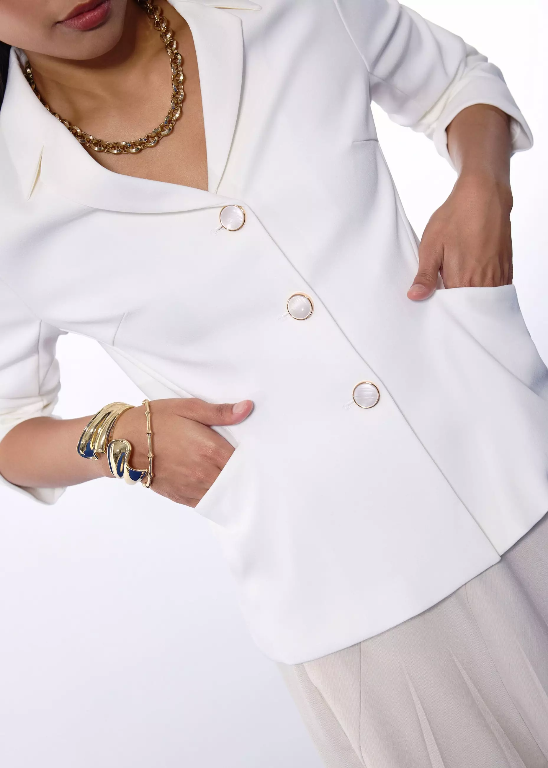 Atasan Wanita - RuchedReady® Ling Collared Cinched Waist Top