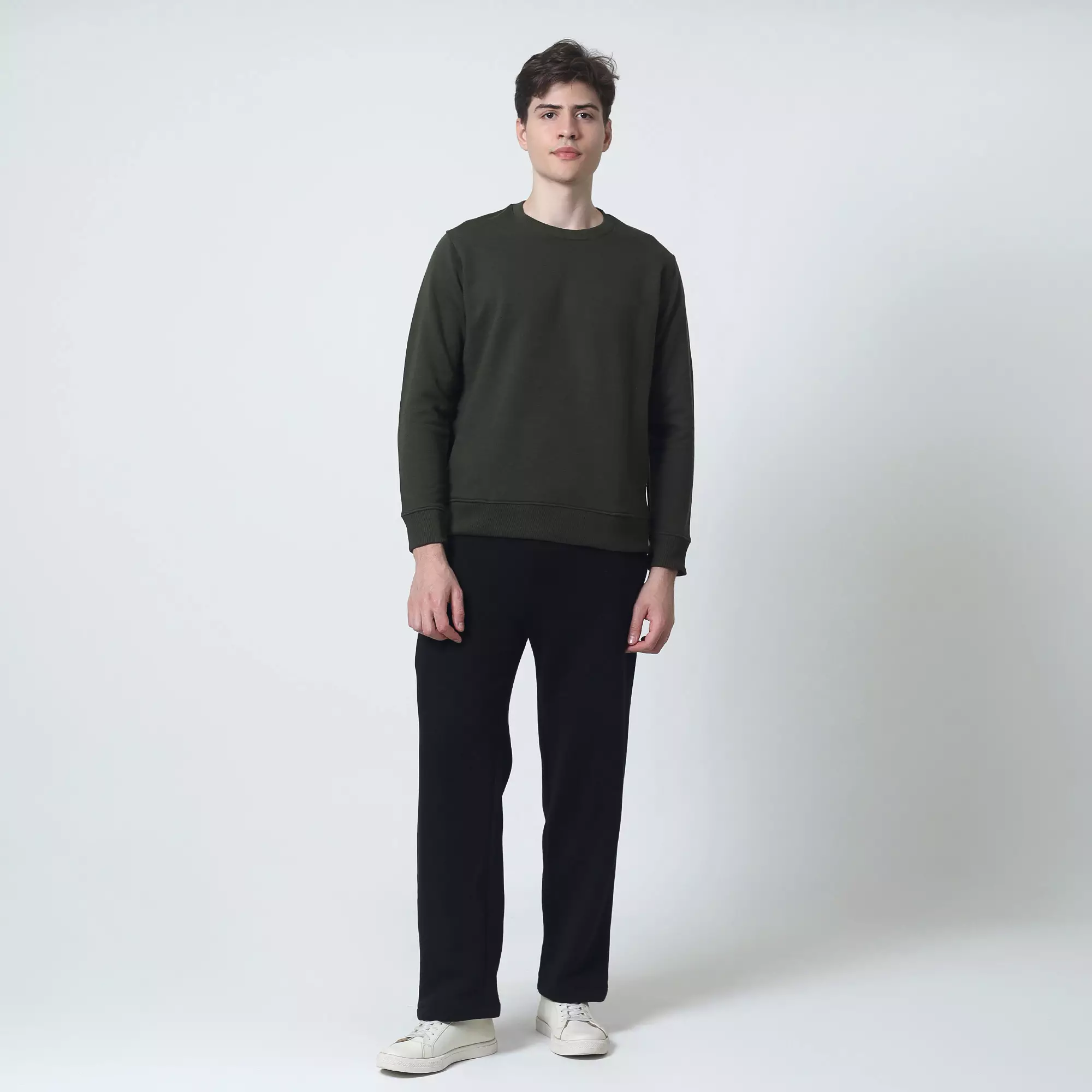 Cotton Well Coofy Crewneck Sweatshirt with Hidden Pocket Army | Sweater Polos Kantong Tersembunyi Hijau