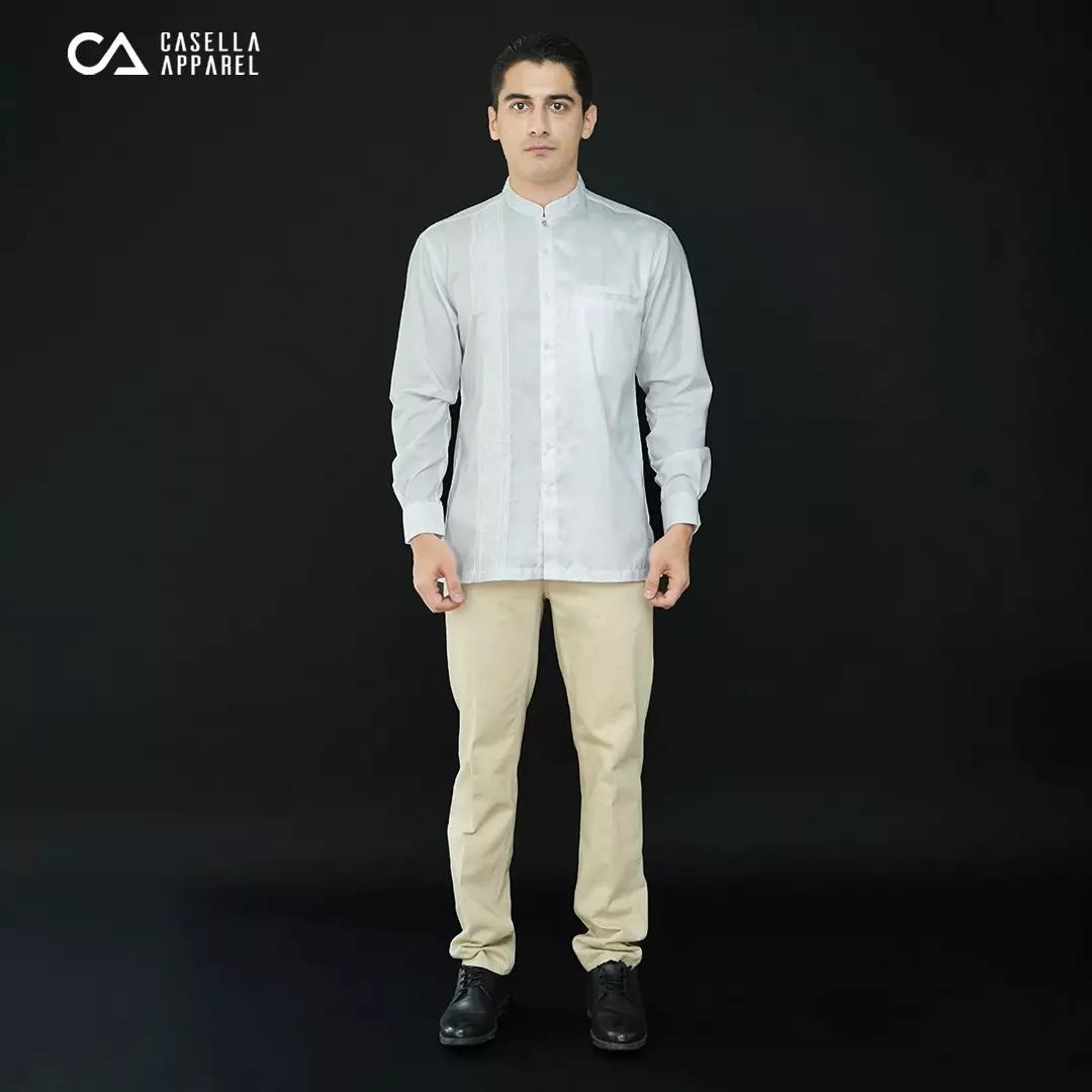 Casella Baju Koko Pria Lengan Panjang Premium | Baju Koko Batik Riyadh 9984 White