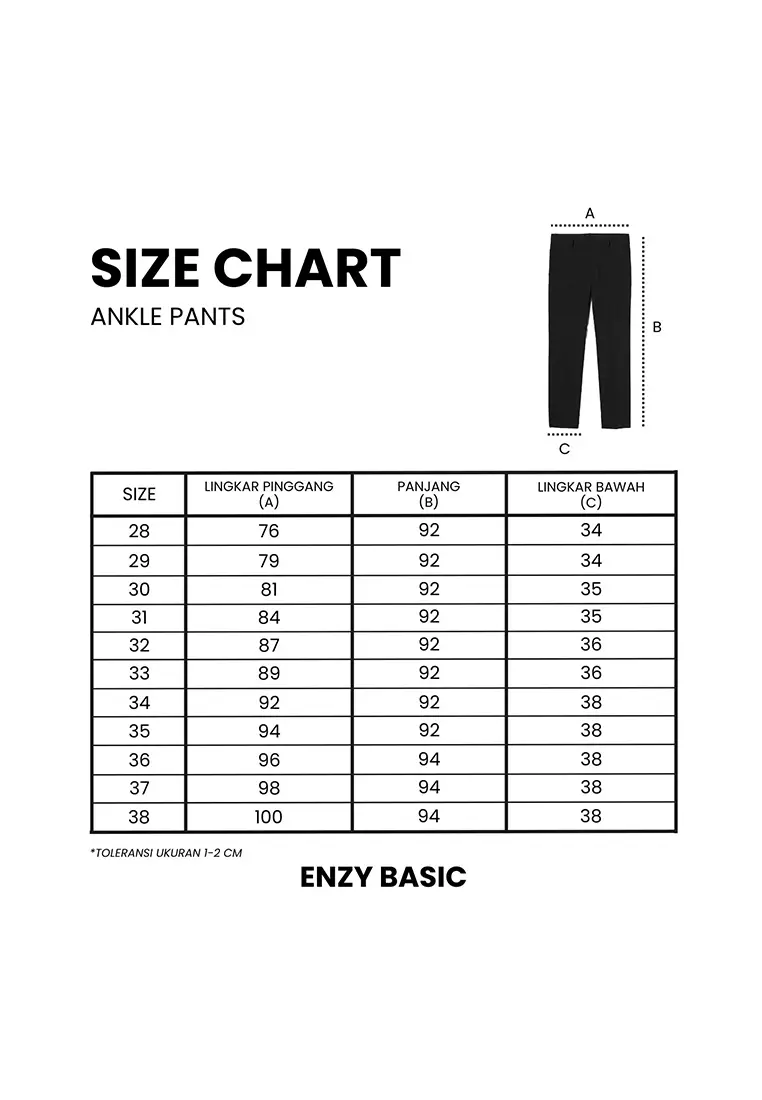 Enzy Basic Celana Formal Pria Ankle Pants - Hitam