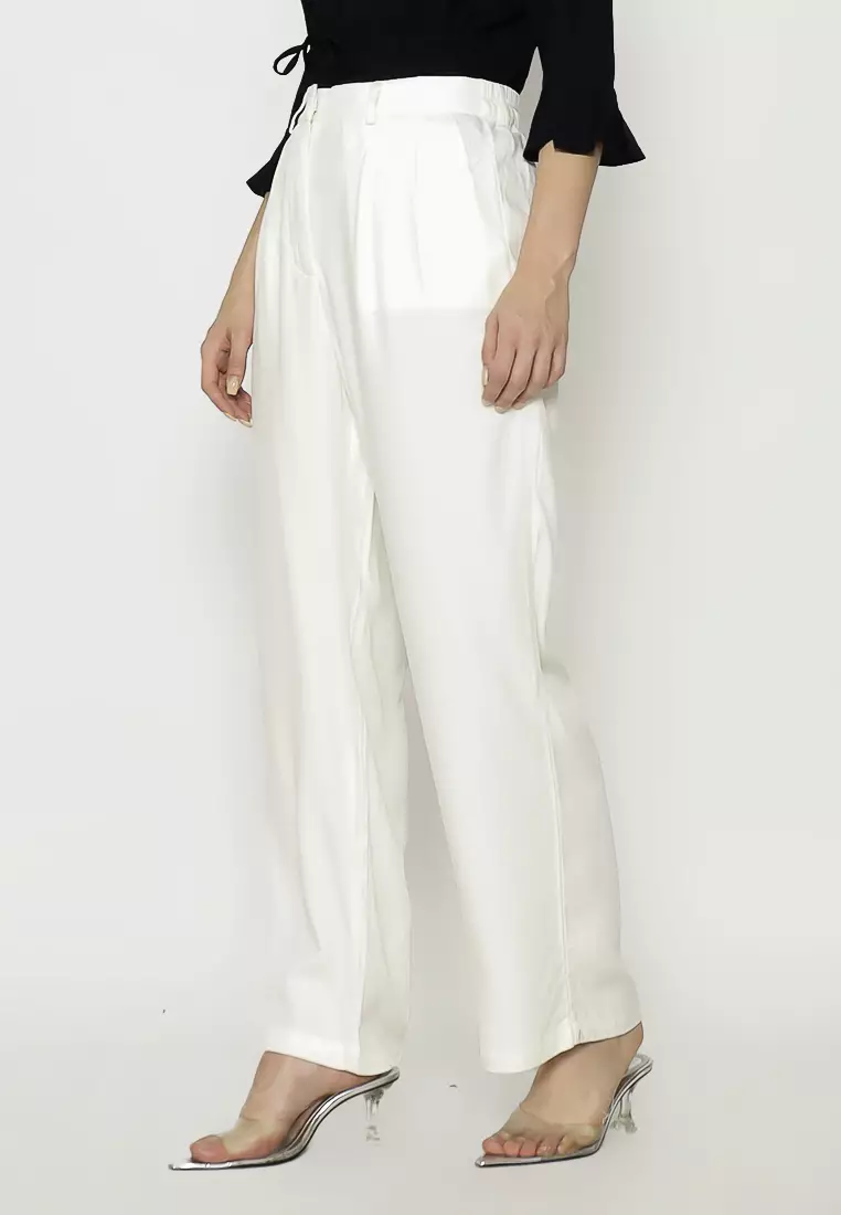 Urban Exchange Noya White Palazzo Pants - Celana Panjang Putih Broken White