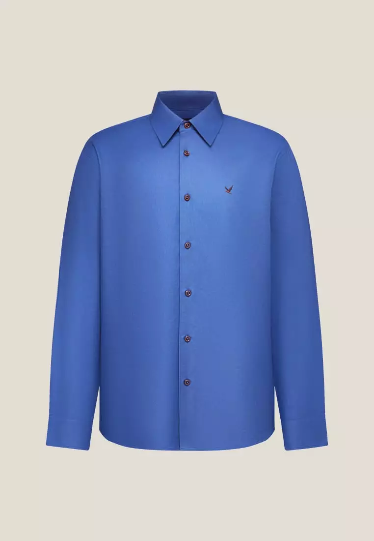 G2000 Wrinkle Free Cotton Oxford Relax Fit Long Sleeve Casual Shirt With Logo