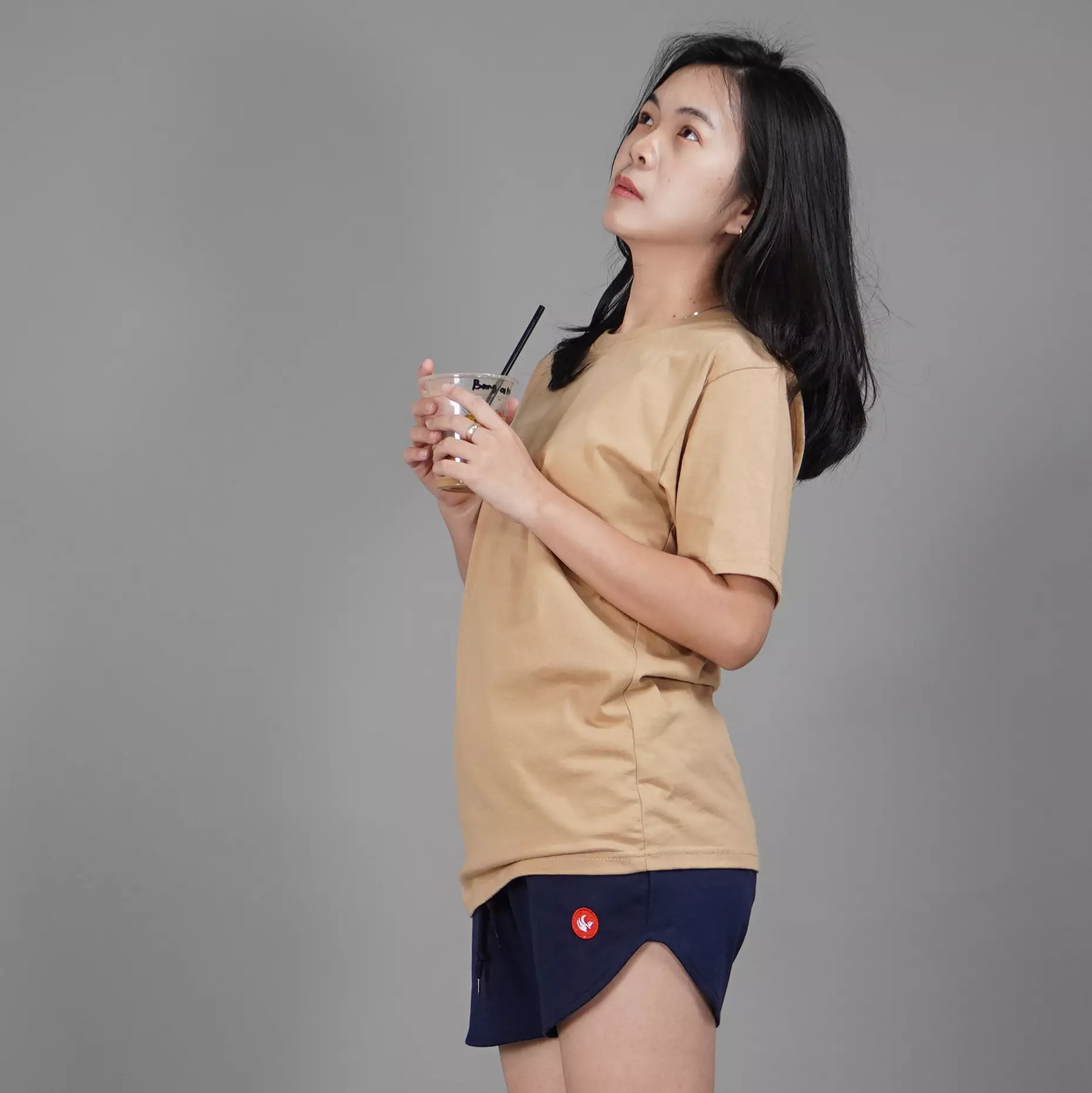  UNILO Size S-BIG Kaos Polos Wanita Lengan Pendek Short Sleeve TShirt - Latte