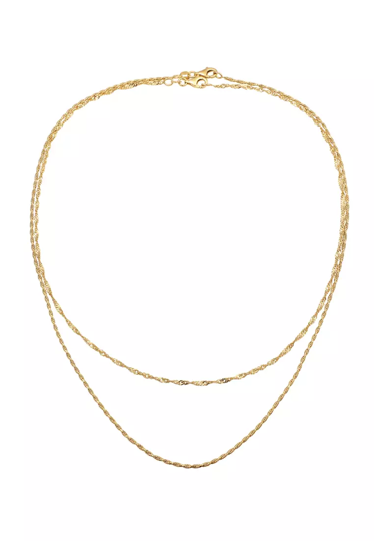 Necklace Layer Singapore Chain Gold Plated Gold