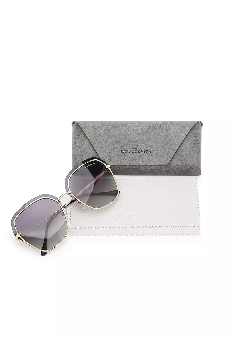 Unisex Polarized Square Sunglasses (Kacamata Hitam) - Emas / Abu-Abu