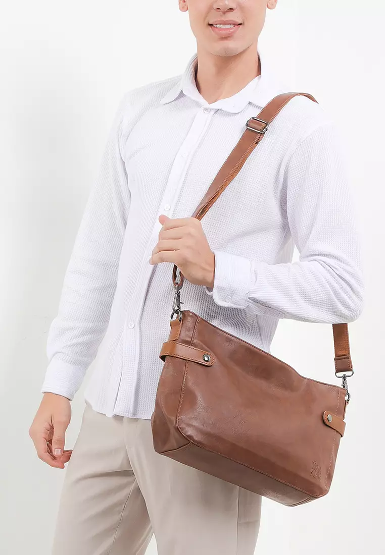 Distressed Leather Relay Crossbody Clutch