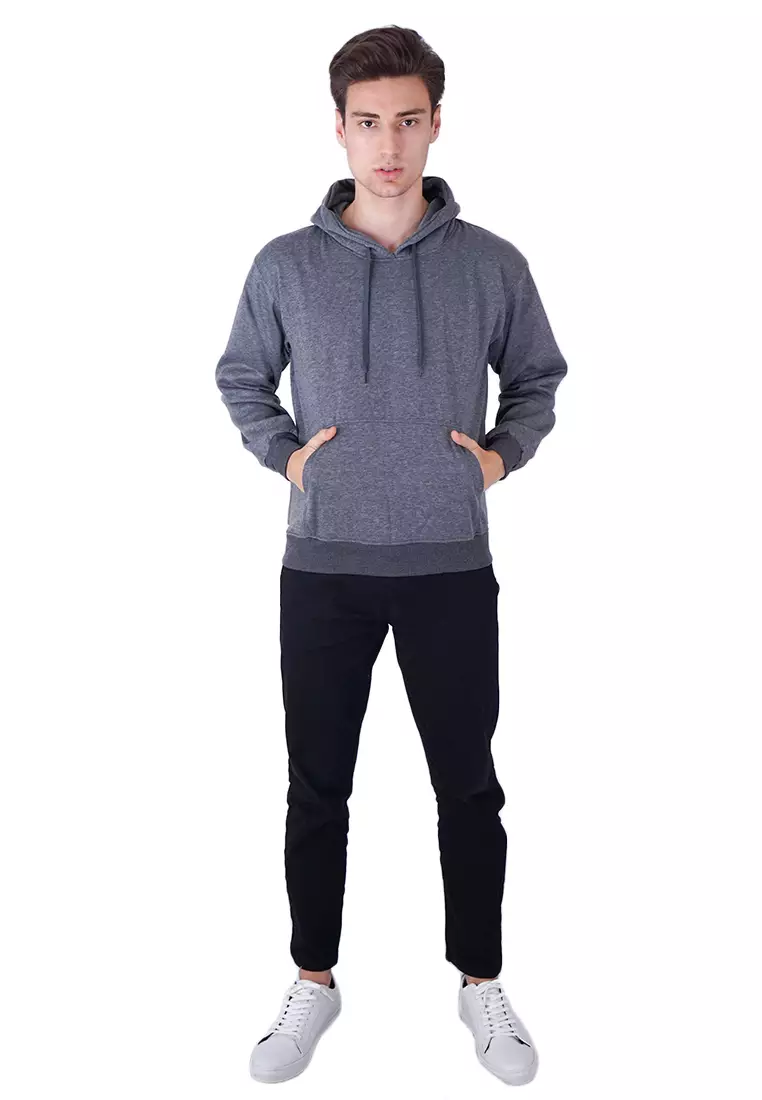 Jaket Polos Jumper Hoodie Sweater Warna Abu