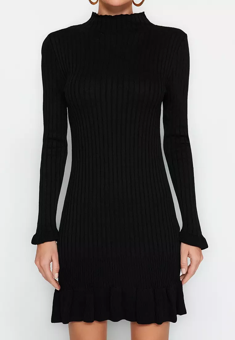 Mock Neck Knit Mini Dress