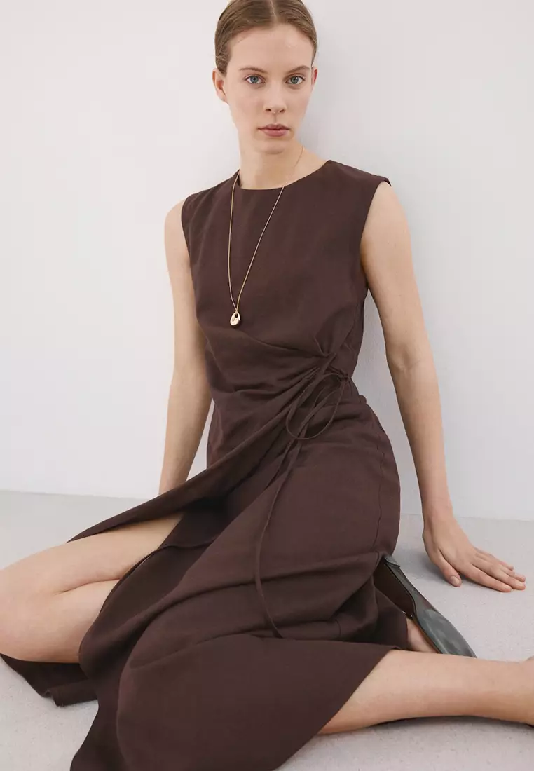 Wrap Midi-Dress With Knot