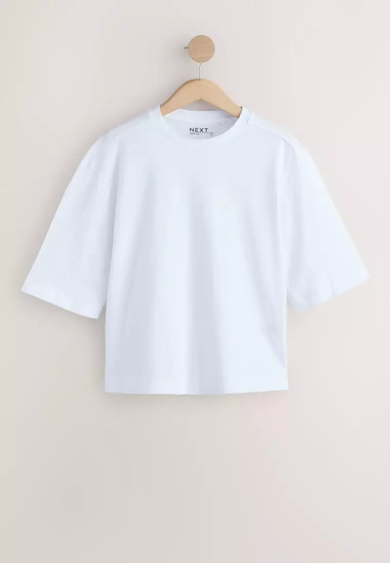 Relaxed Boxy Elbow Length Crew Neck T-Shirt 5 Pack