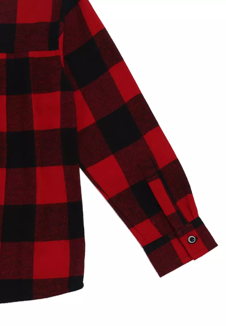 Kemeja Lengan Panjang Anak Laki Kotak Merah Hitam Flannel - AWESOME