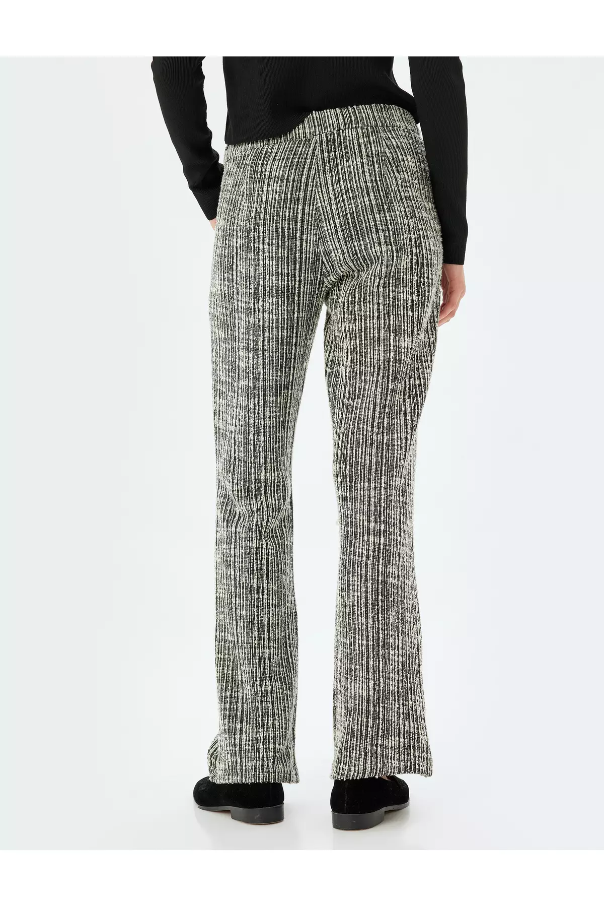 High Waist Trousers Buttoned Straight Leg Textured Pocket Detail