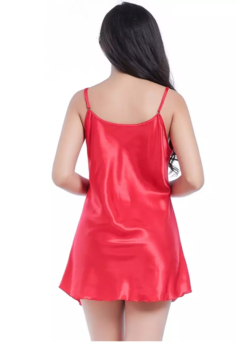 Lycka Lhy1008 Lady Sexy V Neck Sleeveless Nightwear And Shorts Two Pieces Set Red 2024 Buy 1593