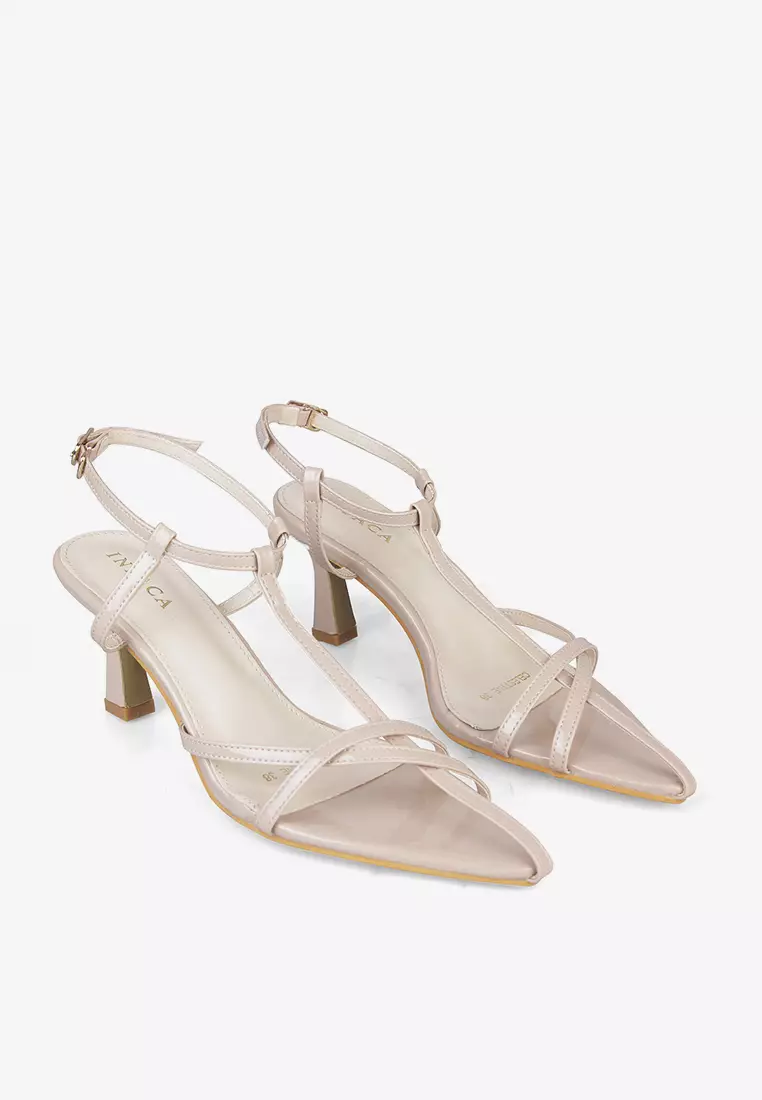 Celestine Pointy Strappy Spool Heels Tali Pesta