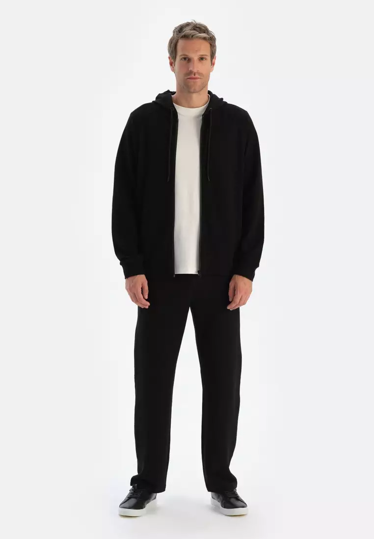 Black Sweatshirt, Hooded, Regular Fit, Loungewear for Men