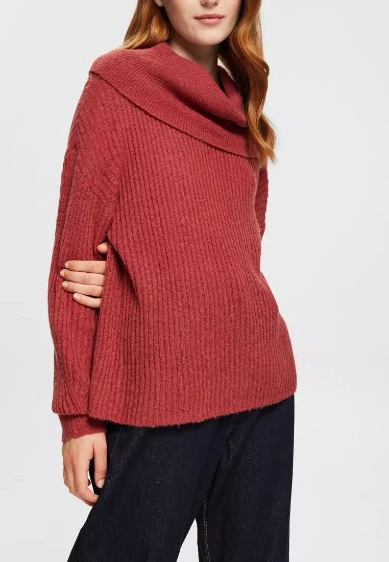 Red cowl neck jumper hotsell