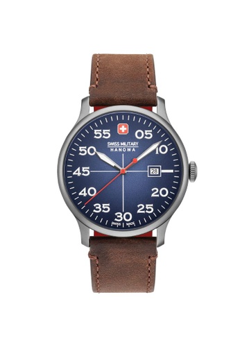 Swiss Military Hanowa blue Swiss Military Hanowa Blue Dial With Brown Leather Strap Men Watch 06-4326.30.003 3B0D9ACC1B64D6GS_1