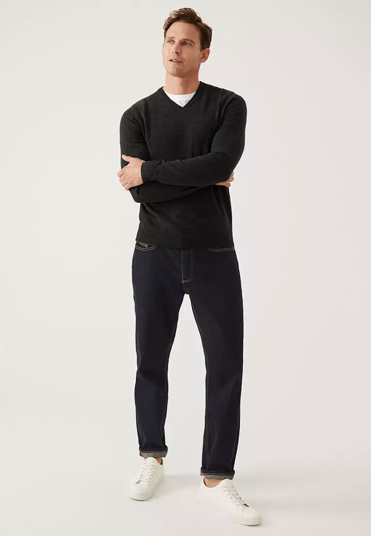 M&s mens v neck on sale jumpers