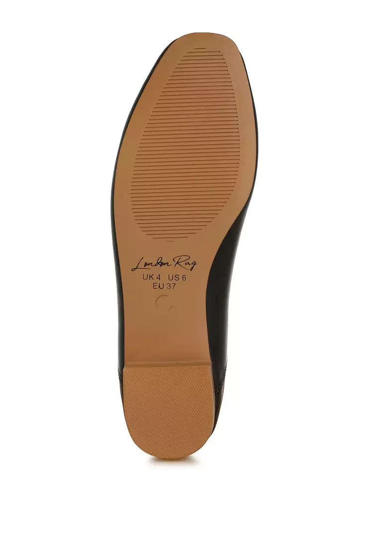 Faux Leather Casual Ballerinas in Black