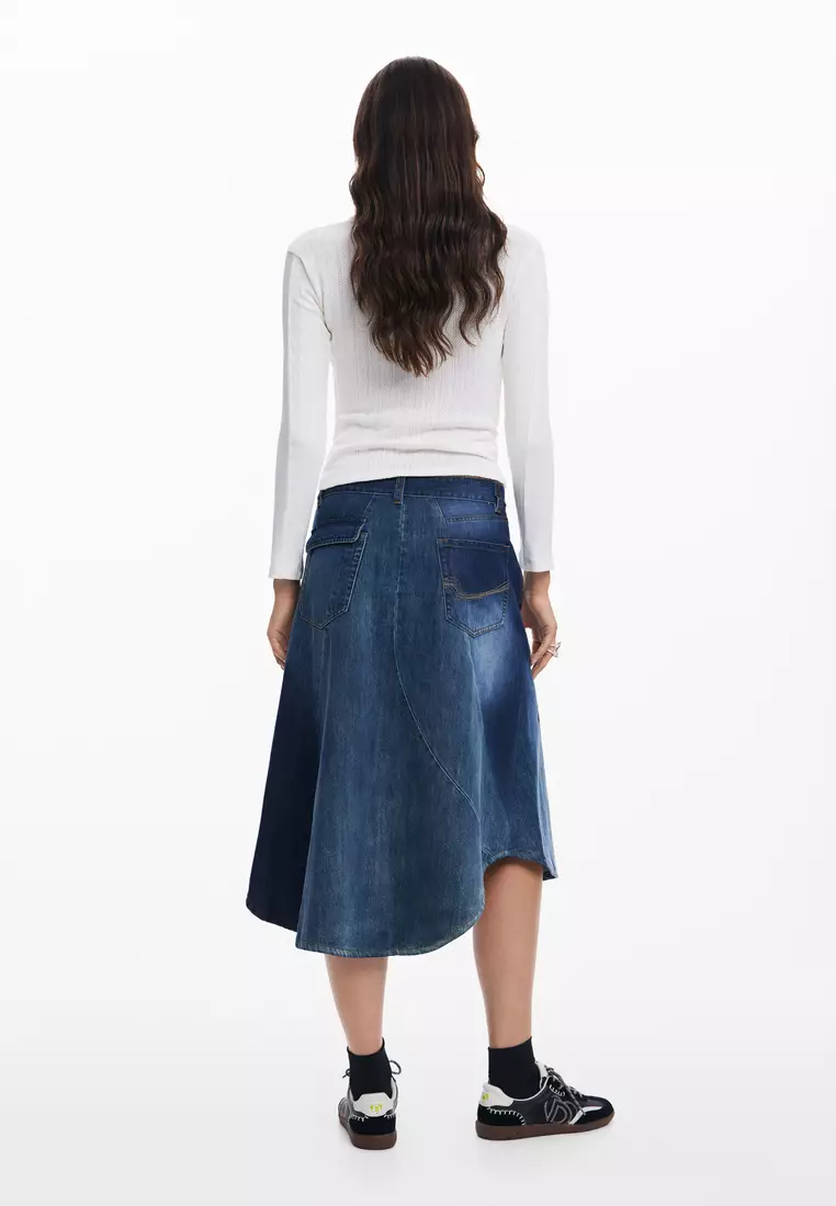 Patchwork denim skirt