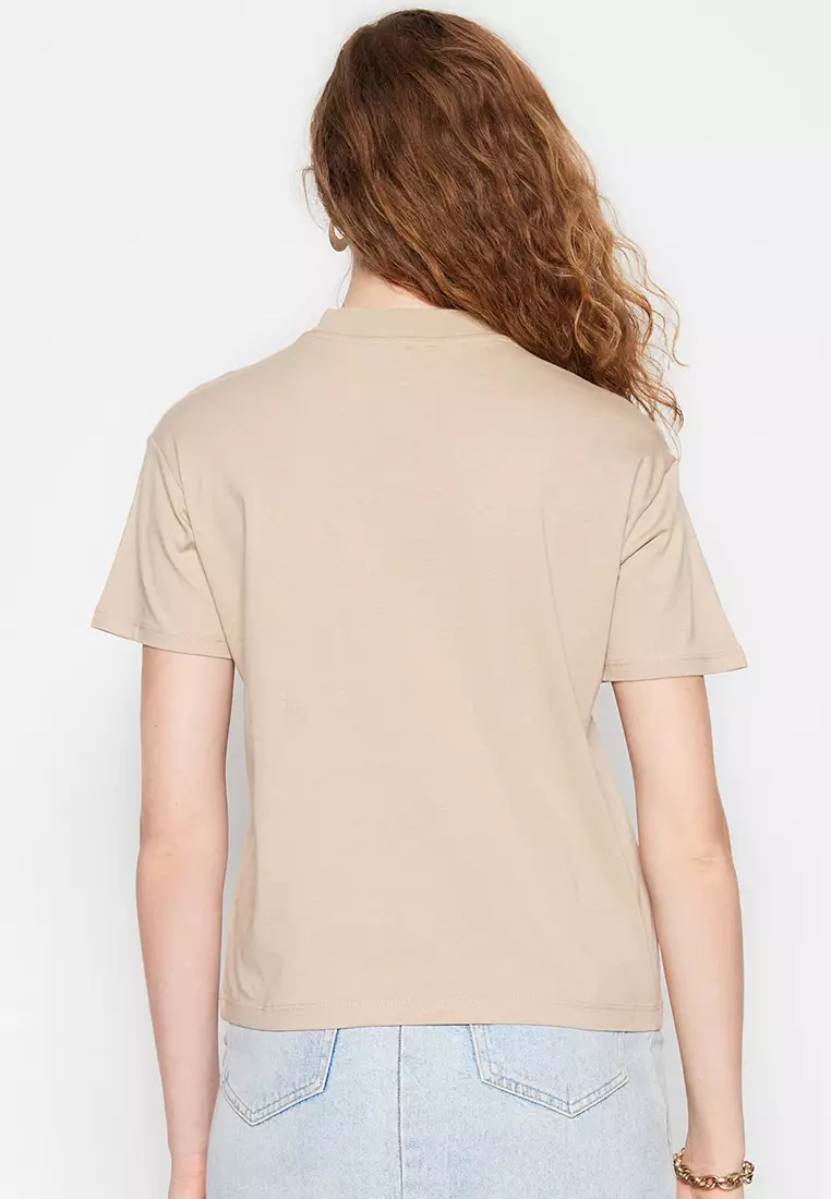 Buy Trendyol Basic T-Shirt in Beige 2024 Online