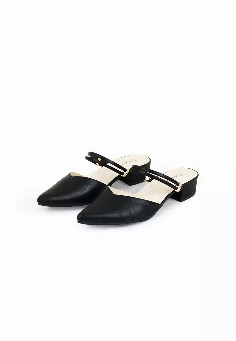 SEIS shoes Joy Mules Wanita Heels 3 cm - BLACK