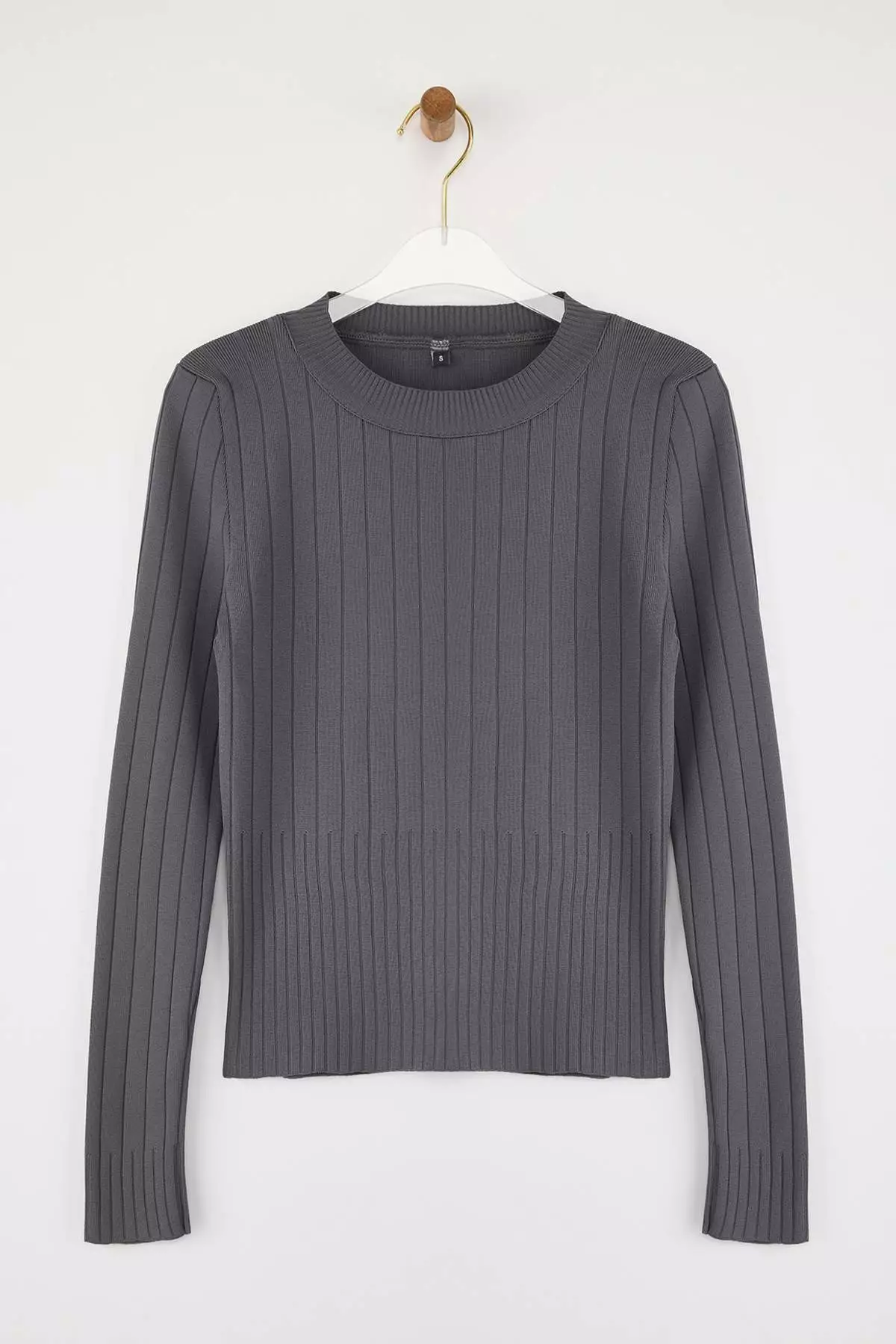 Anthracite Basic Crew Neck Knitwear Sweater