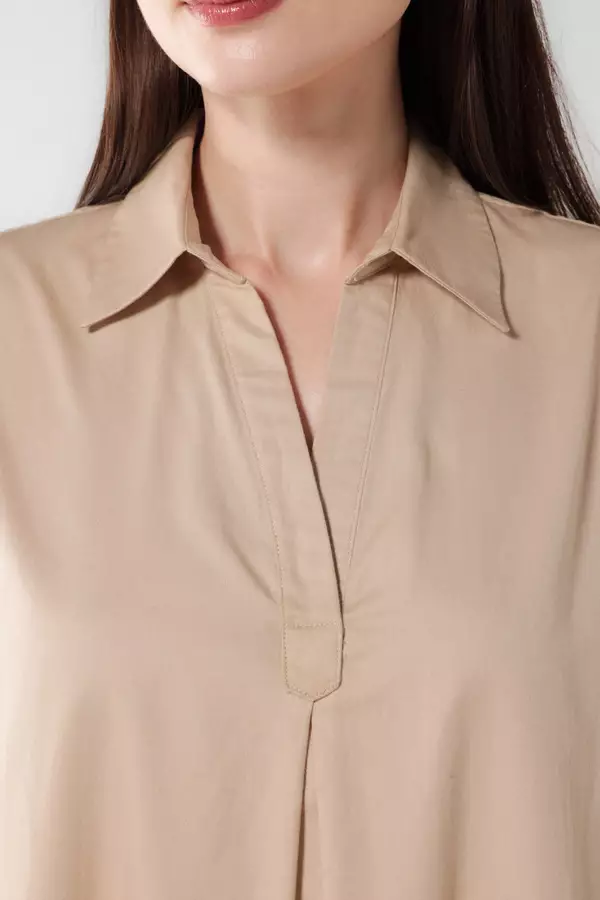 MINIMAL - Oussa - Dress Lengan Balon - Beige Warna Beige