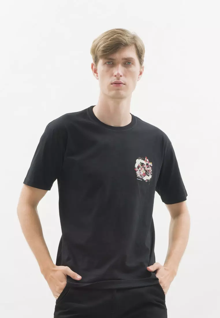 Kaos hitam t shirt polos houseofcuff motif Flower READY HINGGA 4XL