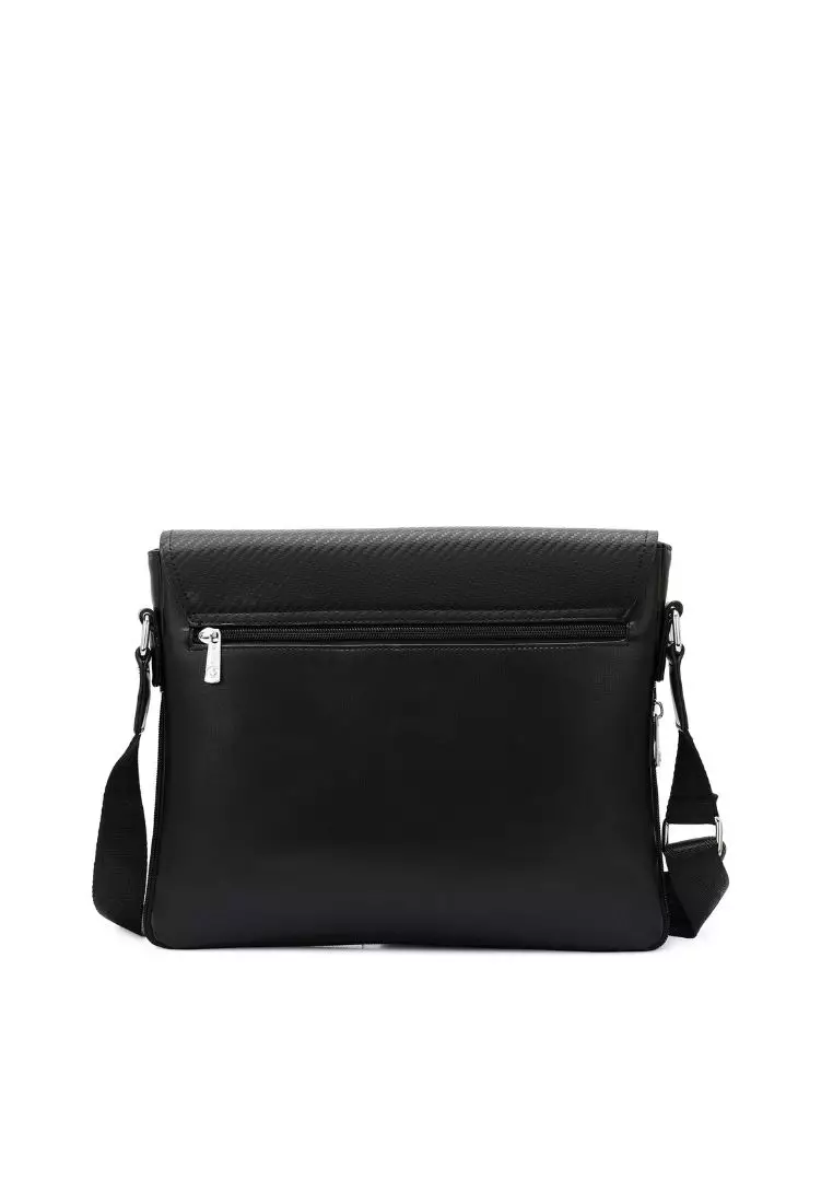 Textured Messenger Bag / Crossbody Bag / Sling Bag - Black