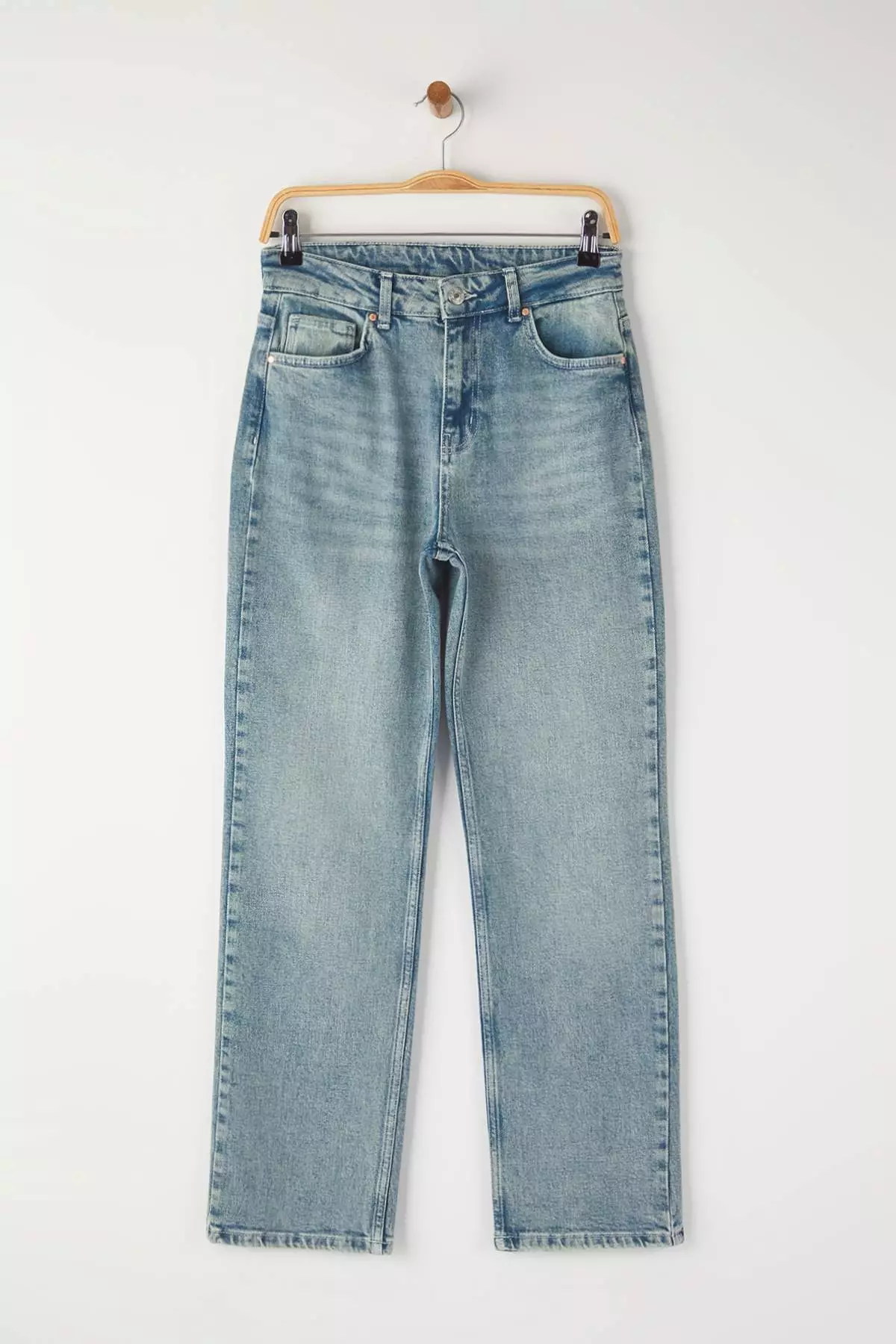Blue More Sustainable High Waist Straight Jeans