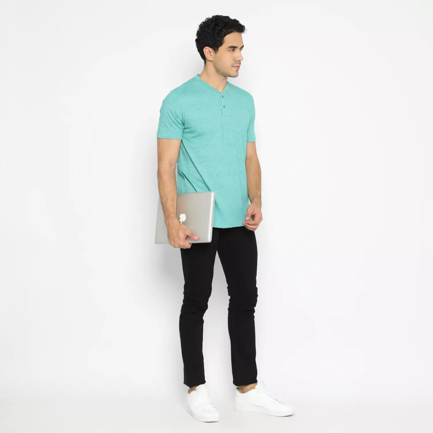 Kale Austin Green / Kaos Kancing Pria Lengan Pendek