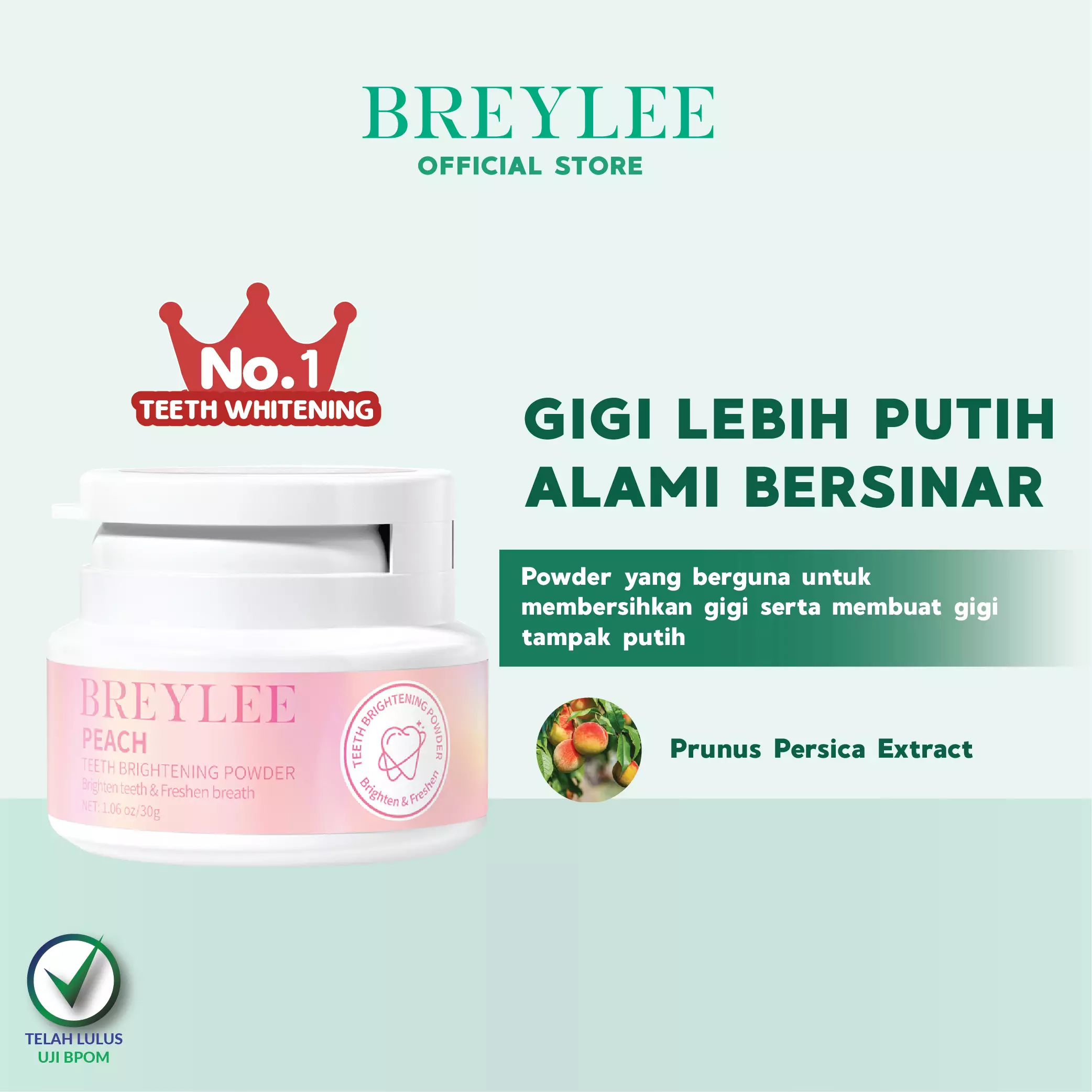 BREYLEE Peach Teeth Brightening Powder 30g