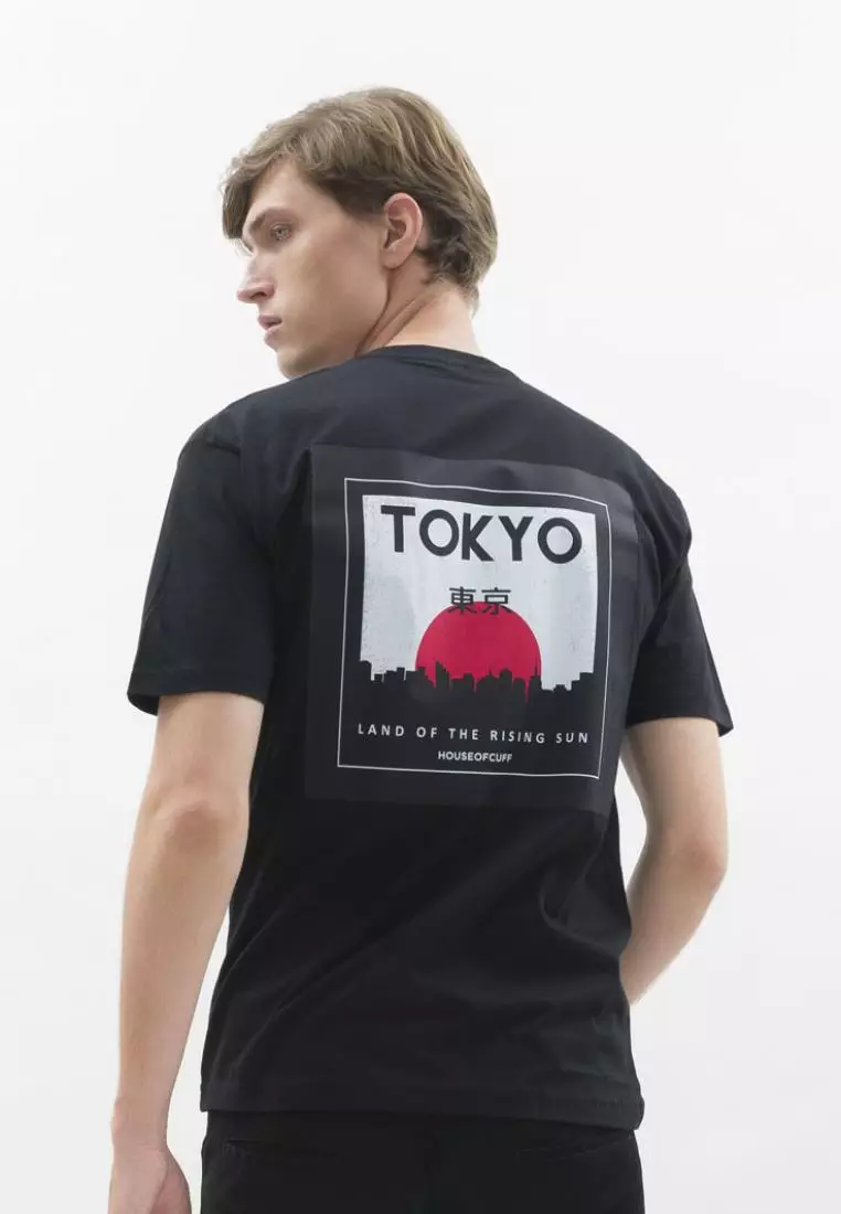 Kaos hitam tshirt polos houseofcuff motif Tokyo Black READY HINGGA 4XL
